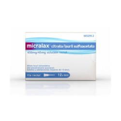 Micralax citrato/lauril sulfoacetato 450 mg/45 mg solucion rectal 12 enemas